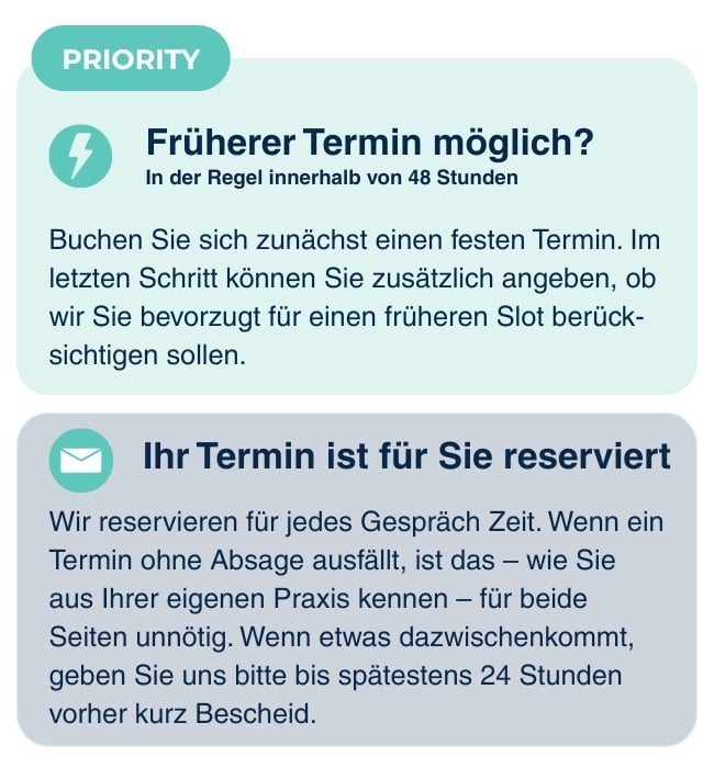 Früherer Termin möglich
